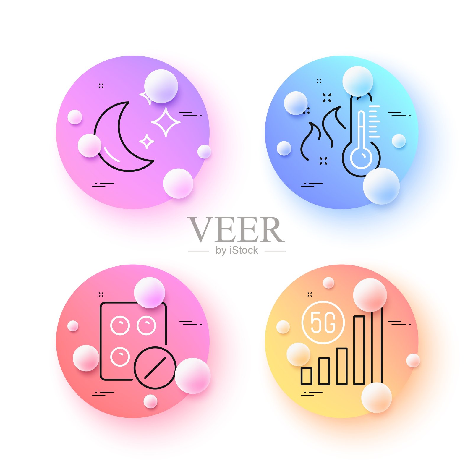 5g wifi,高温度表和医用平板电脑最小的线条图标。对于web应用程序,打印。向量图标素材