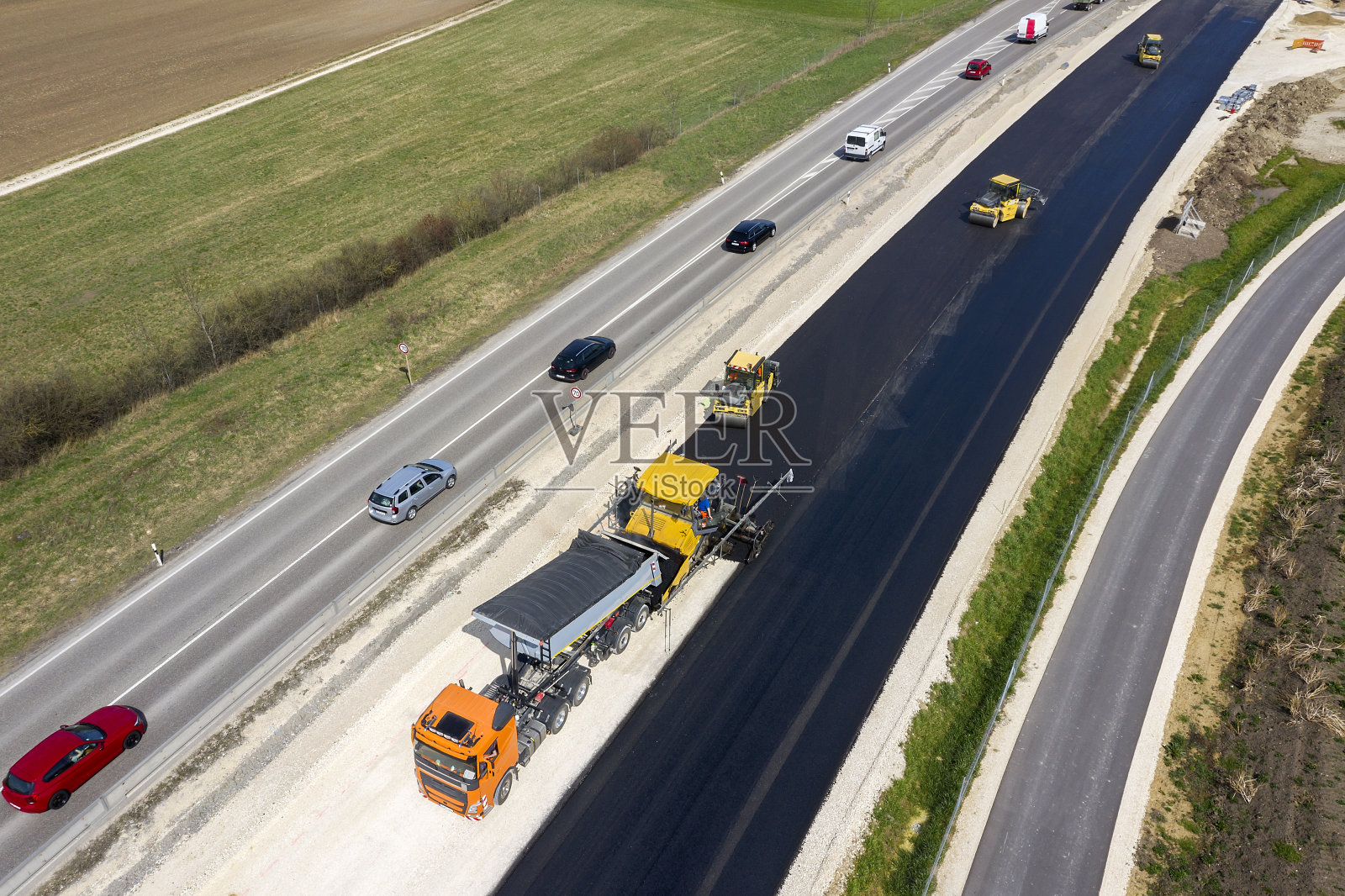 公路建设工程,鸟瞰图照片摄影图片