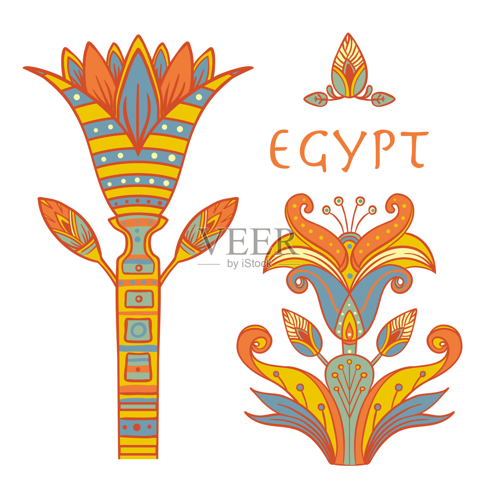 埃及花卉色彩丰富的设计元素集设计元素图片