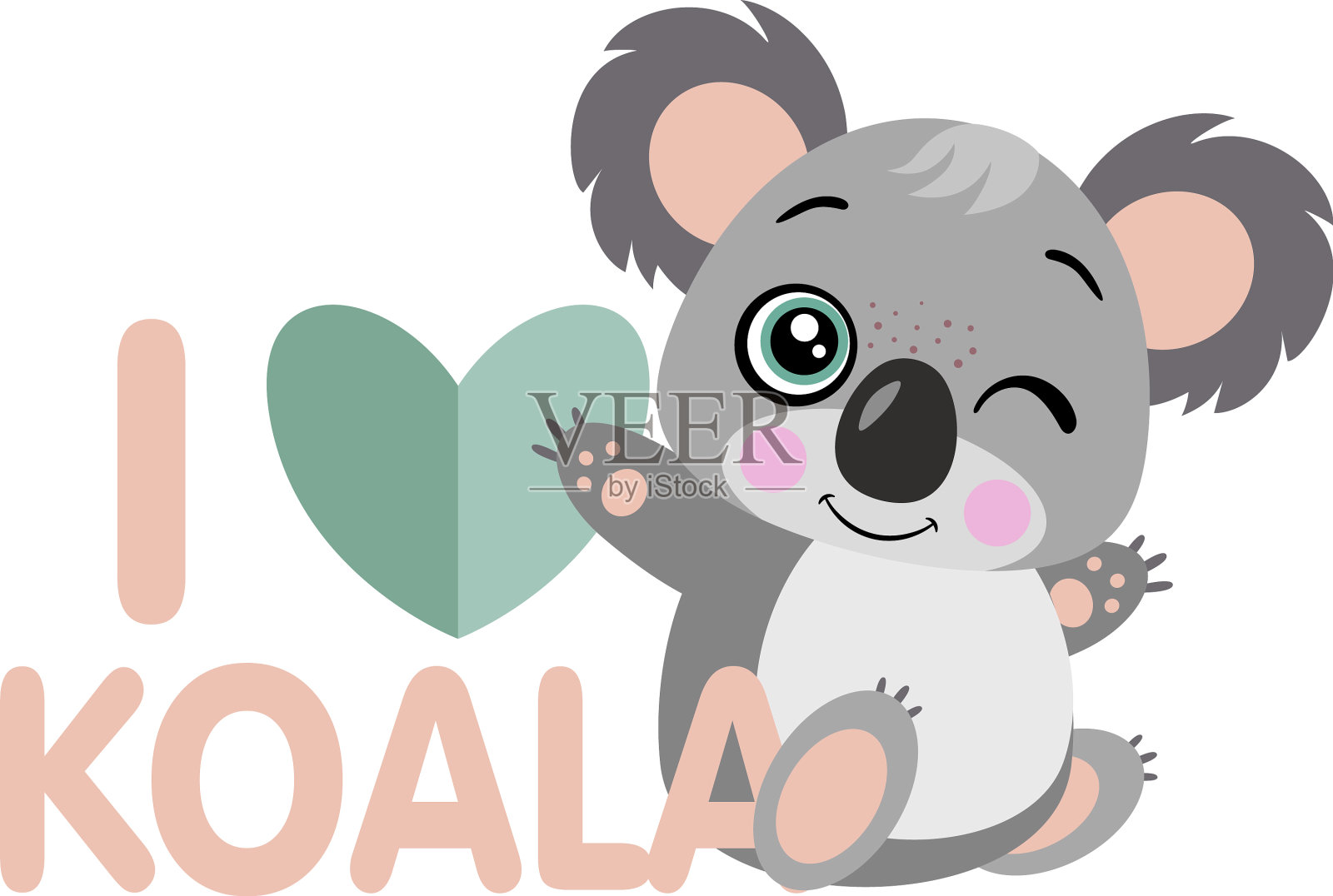 可爱的考拉和文字文字我爱考拉设计元素图片