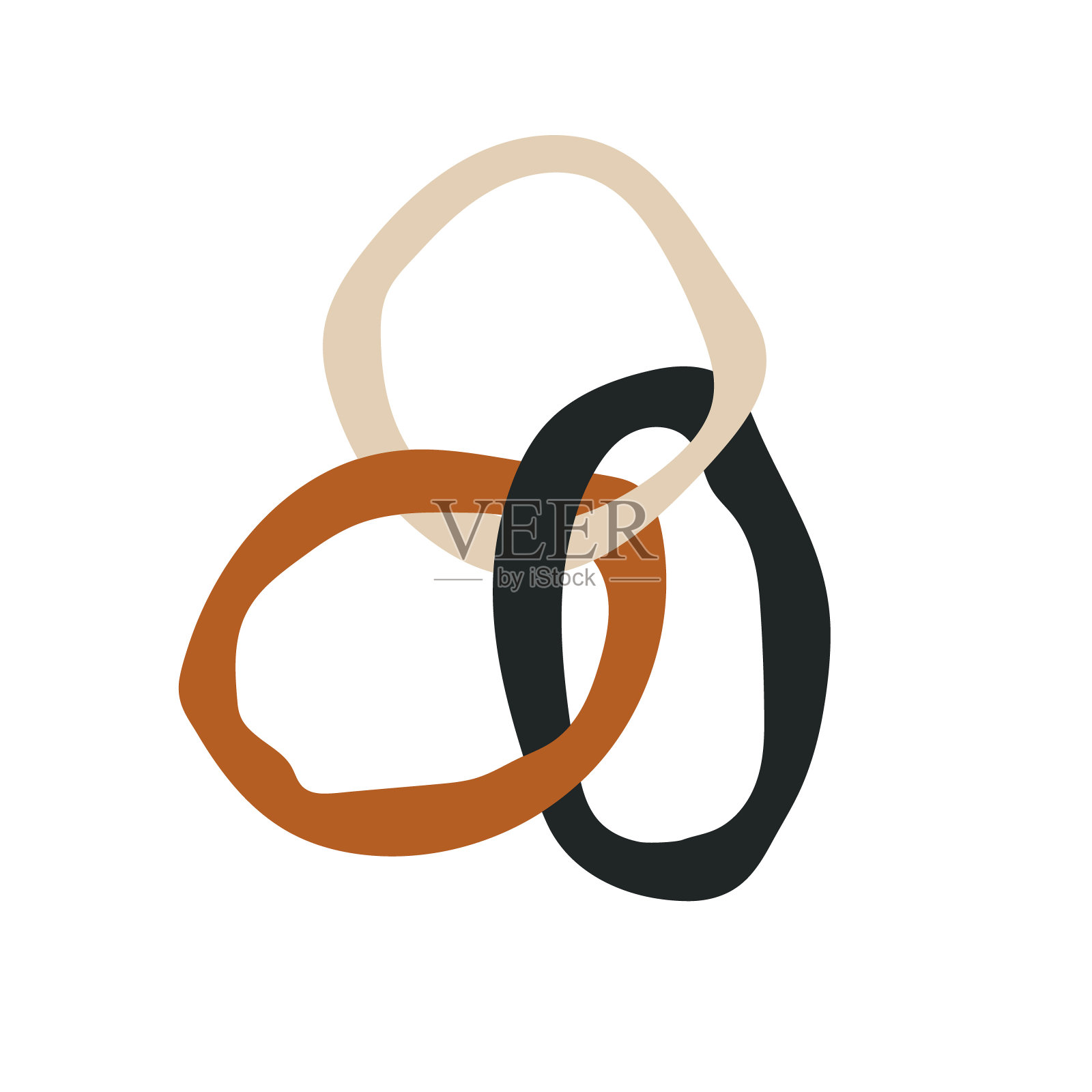 抽象的现代海报与棕色点和黑点。矢量插图在白色背景波西米亚风格。用于印刷墙纸,贺卡,明信片。插画图片素材