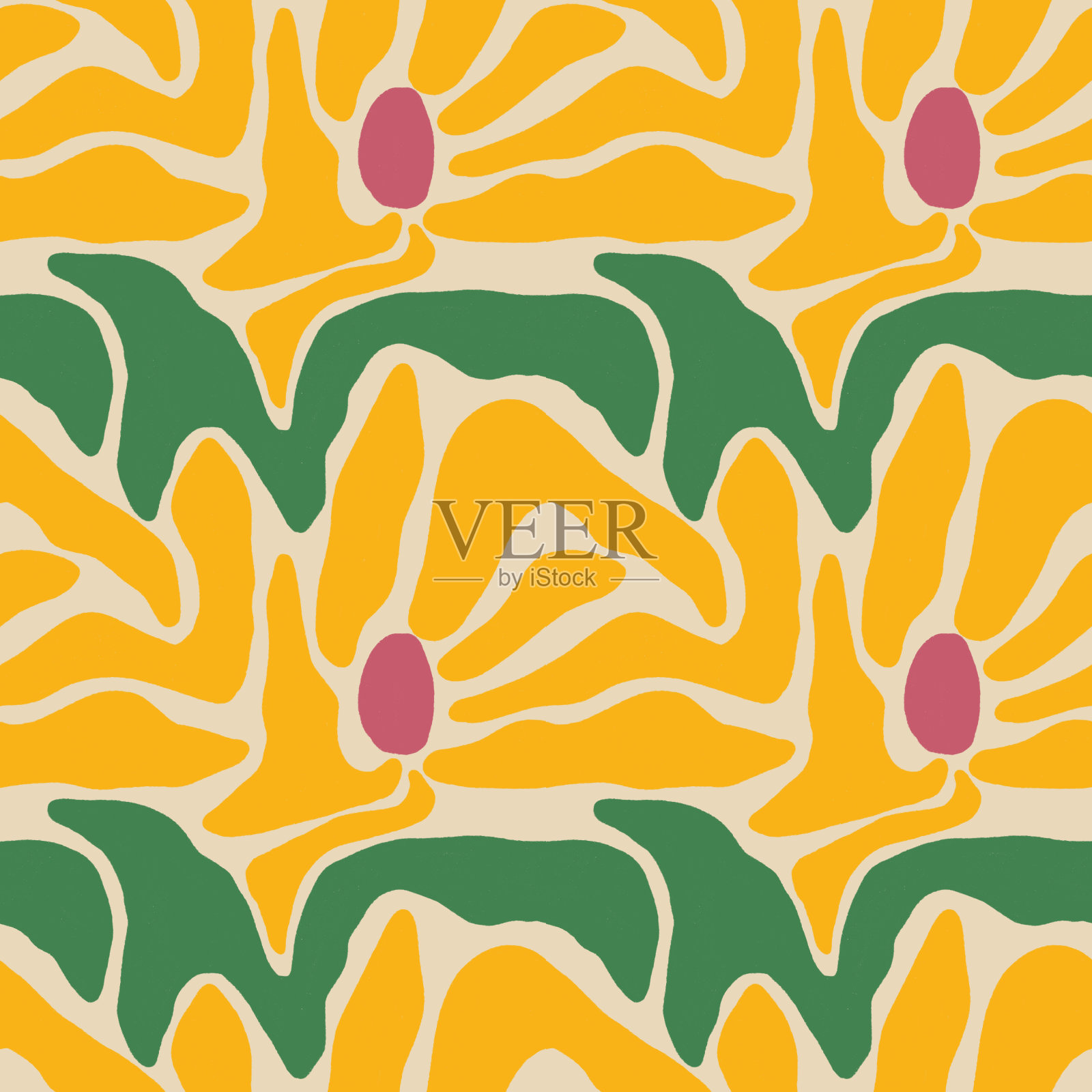 带叶子的黄色花卉图案插画图片素材