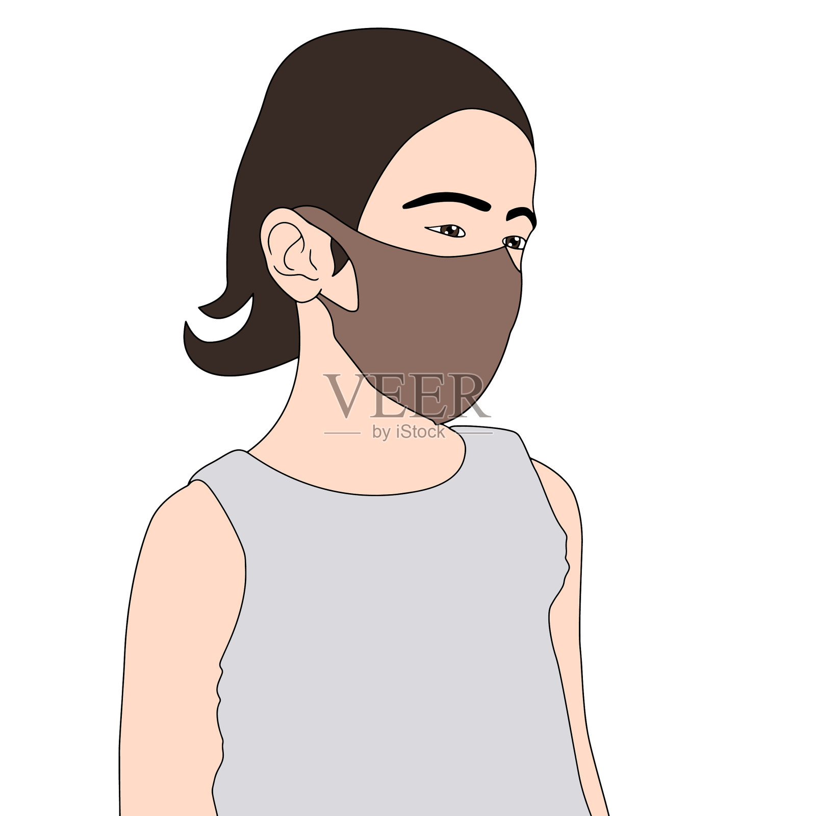 人与面具人物手绘的人插画图片素材