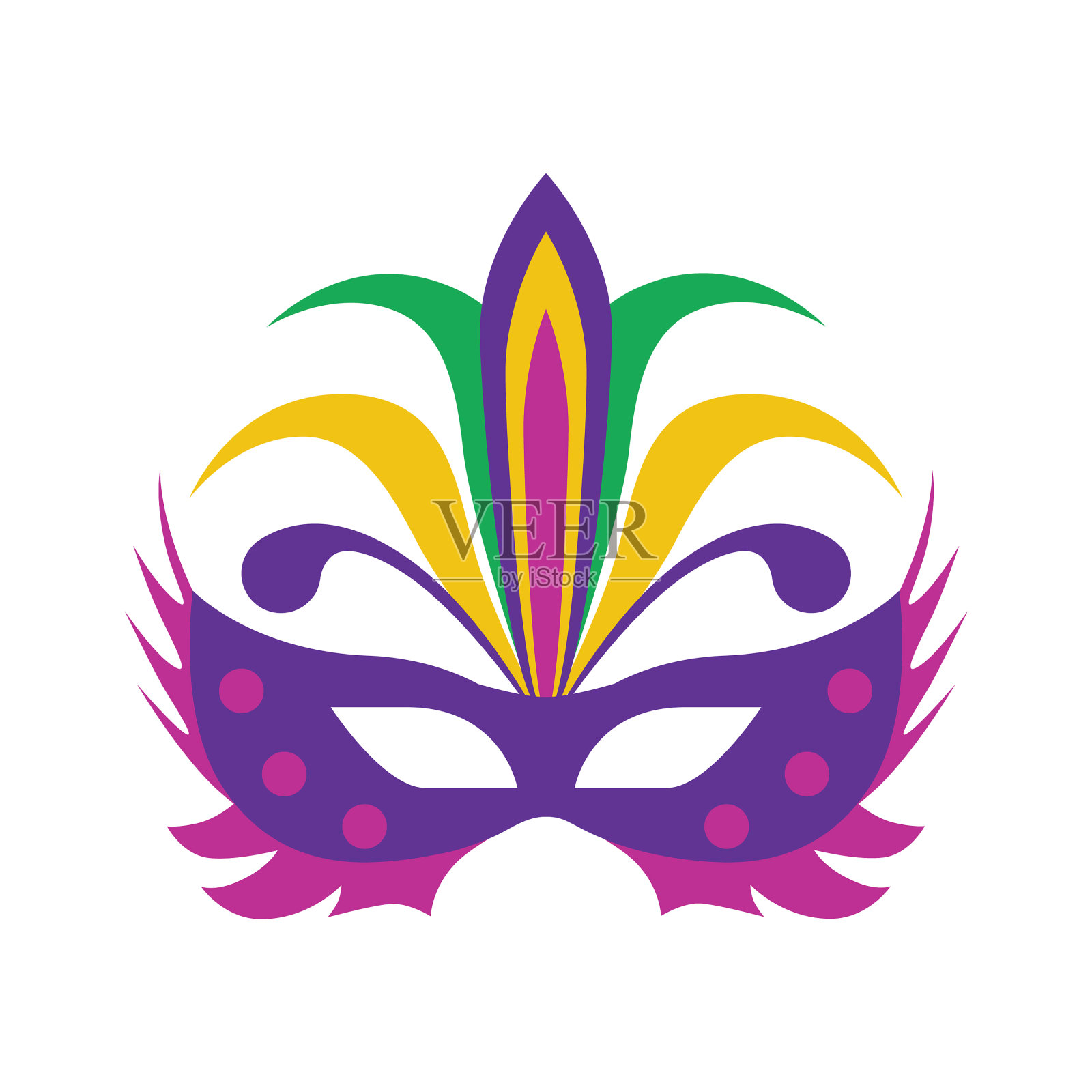 带羽毛的狂欢节面具设计元素图片