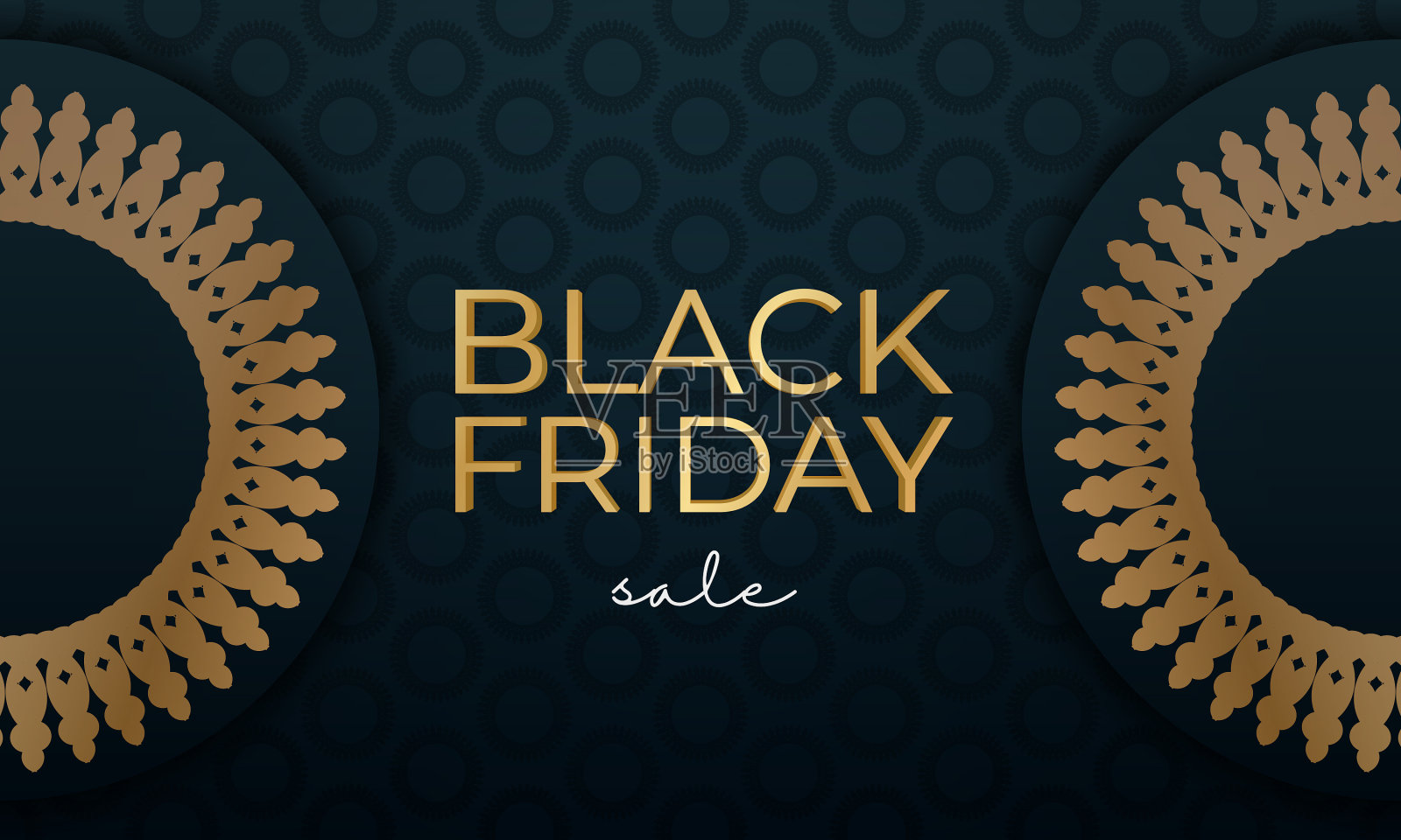 蓝色黑色星期五销售海报与复古黄金插画图片素材