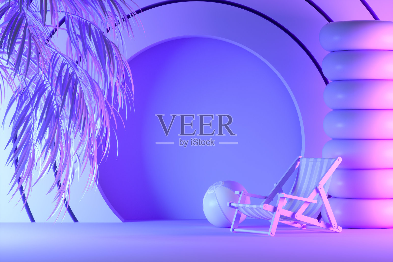 夏日假日旅游背景霓虹灯光棕榈树照片摄影图片