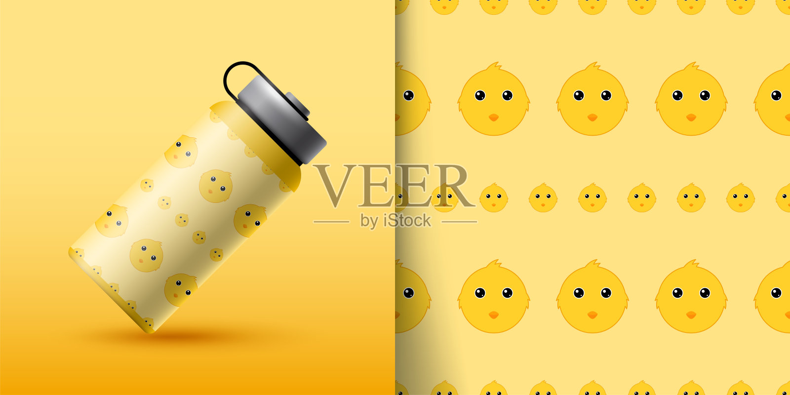 鸡与瓶无缝图案插画图片素材