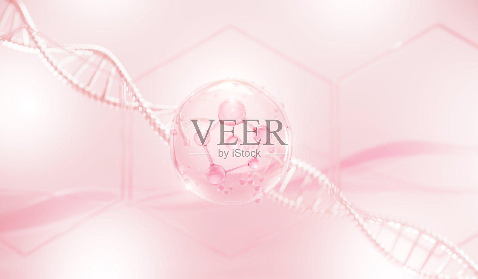 科学化妆品:3D胶原蛋白精华和维生素透明质酸护肤方案化妆品广告背景照片摄影图片