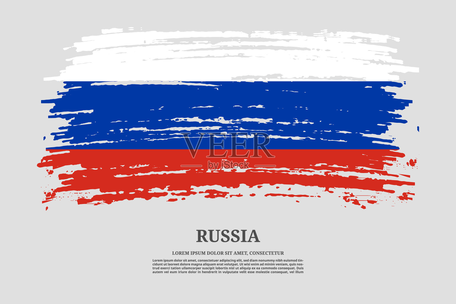 俄罗斯国旗具有笔触效果插画图片素材