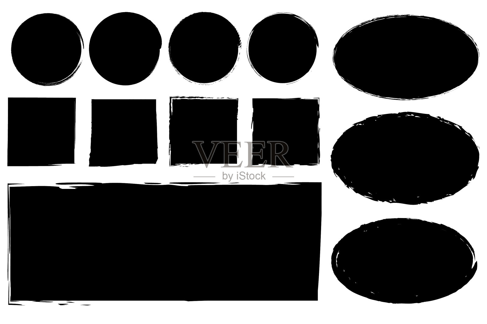 墨色几何图形图标方形矩形椭圆形图标素材