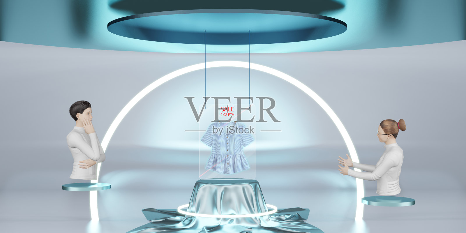 Metaverse网上商店衬衫商店Avatar VR眼镜销售产品在Metaverse沙盒3D插图照片摄影图片