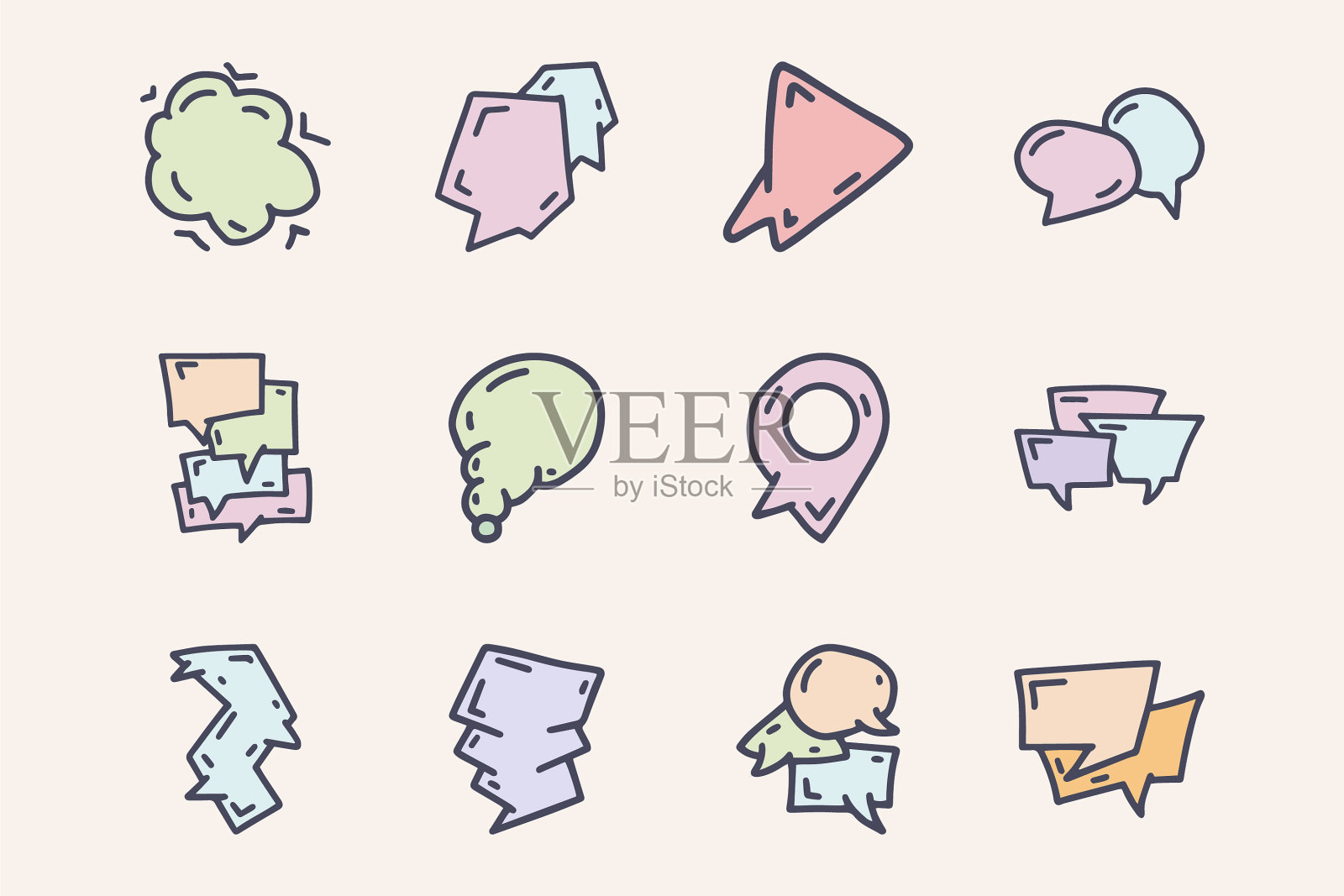 语音泡泡颜色涂鸦简单图标设置图标素材