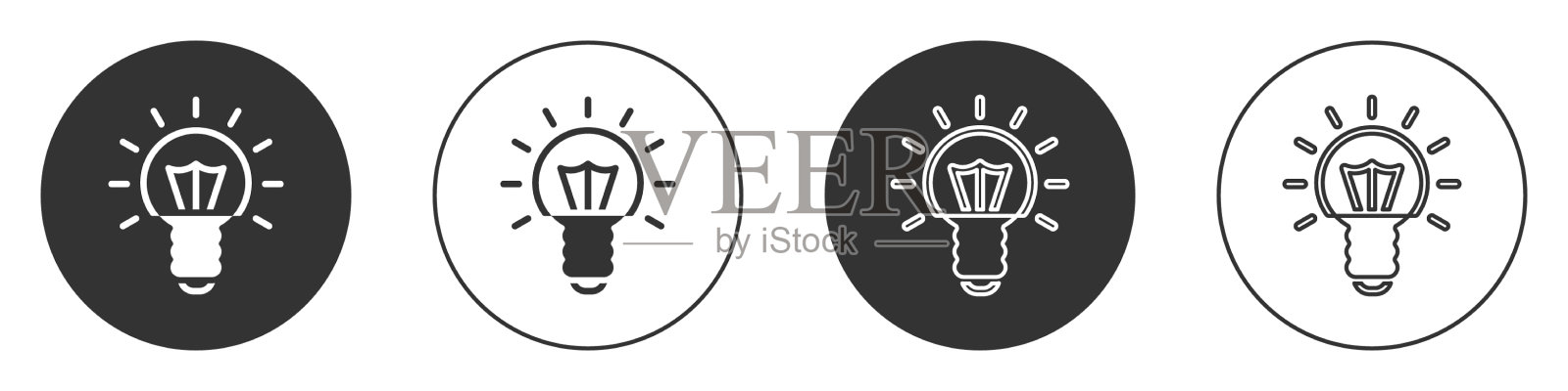 黑色灯泡与概念的想法图标图标素材