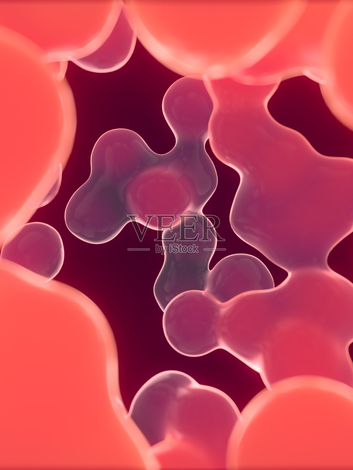 浮动的氖液体滴。抽象的波浪的背景。三维渲染数字插图照片摄影图片