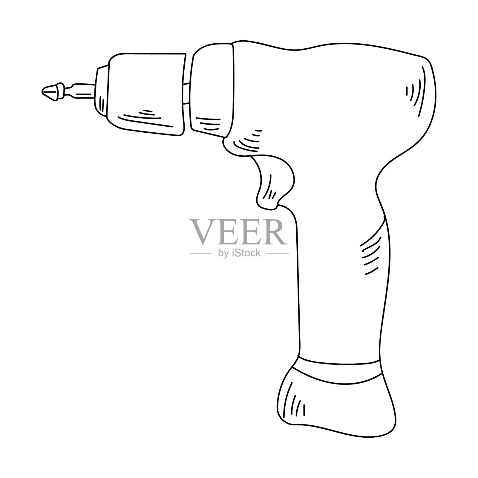 电动螺丝刀的轮廓涂鸦图纸设计元素图片