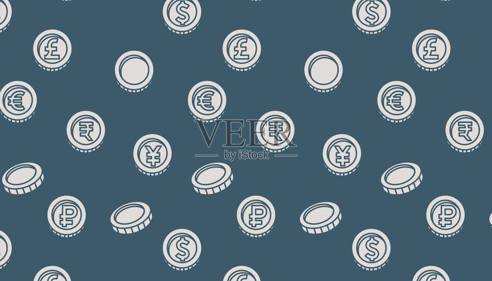 无缝图案与硬币标志插画图片素材