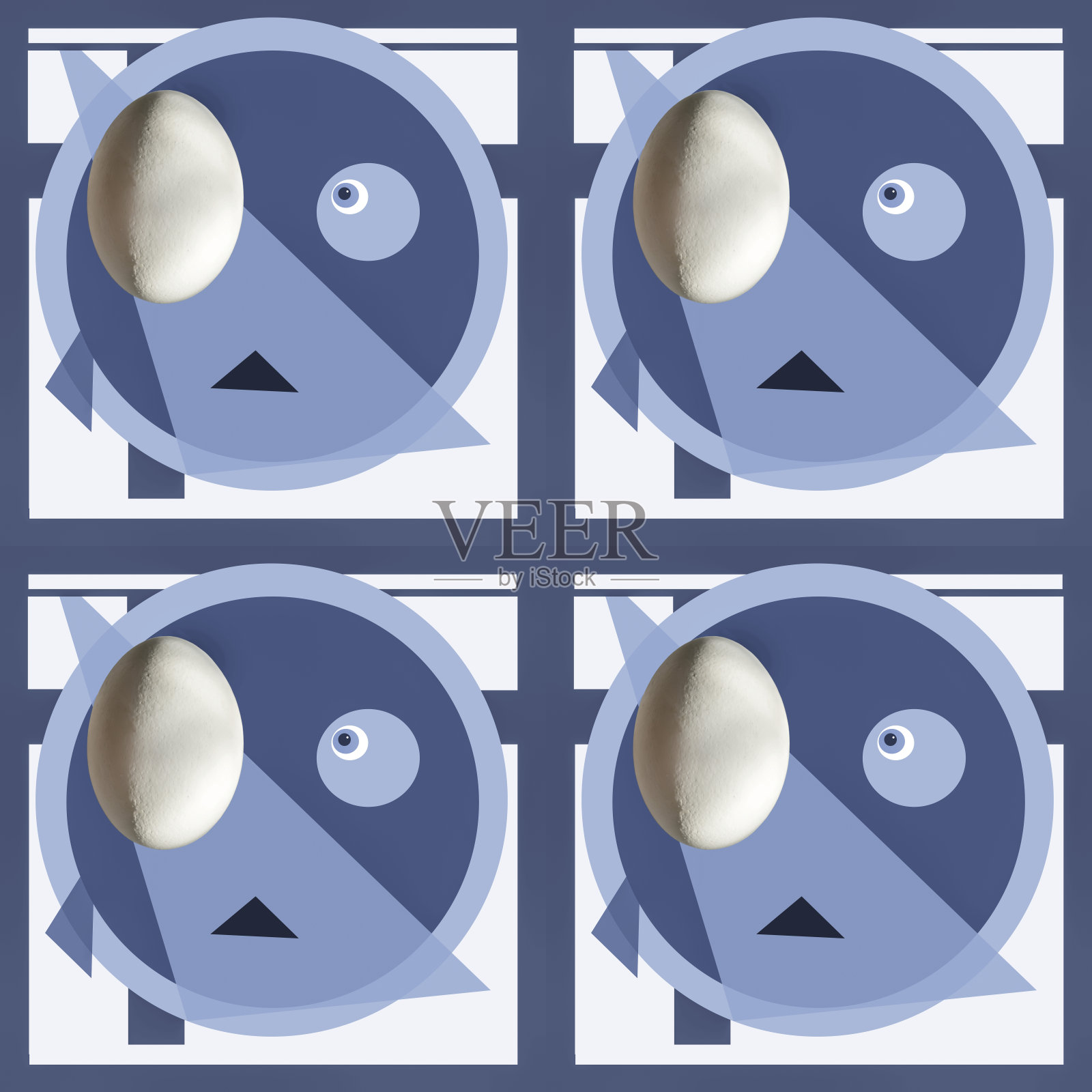 抽象的包豪斯风格的无缝设计采用蓝白两色插画图片素材