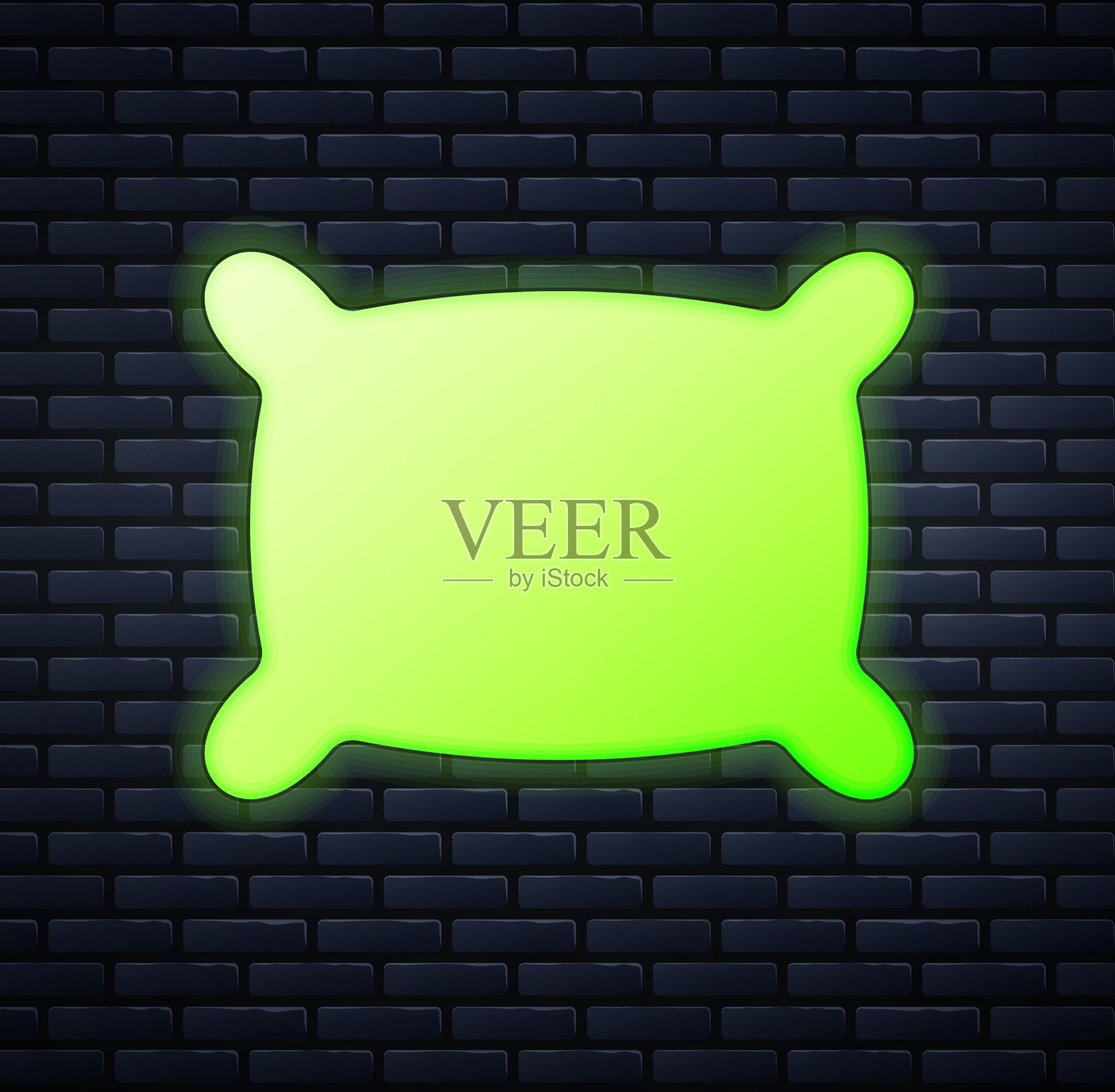 发光的霓虹灯长方形枕头图标孤立上插画图片素材