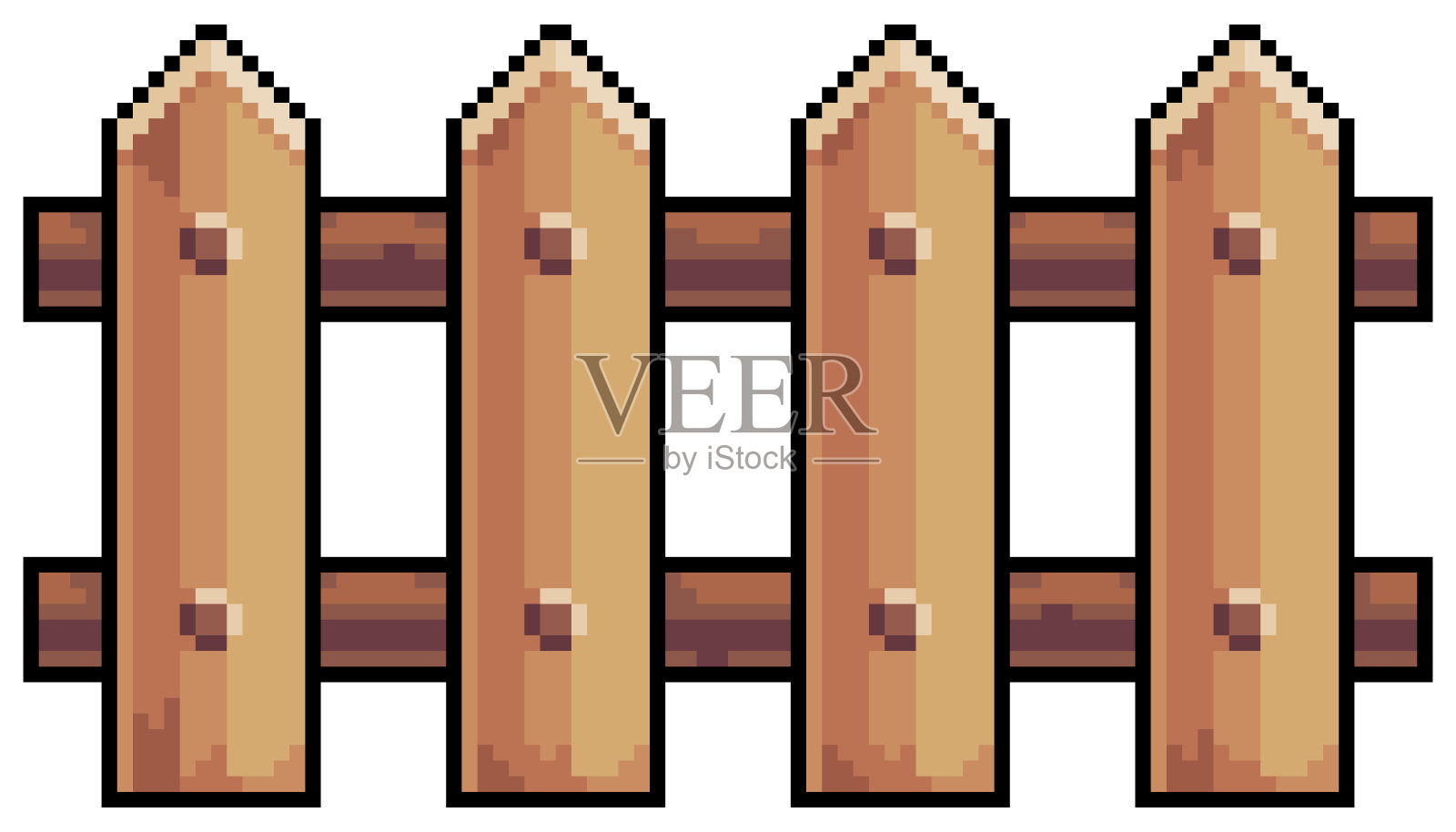 像素艺术木栅栏图标的8位游戏插画图片素材