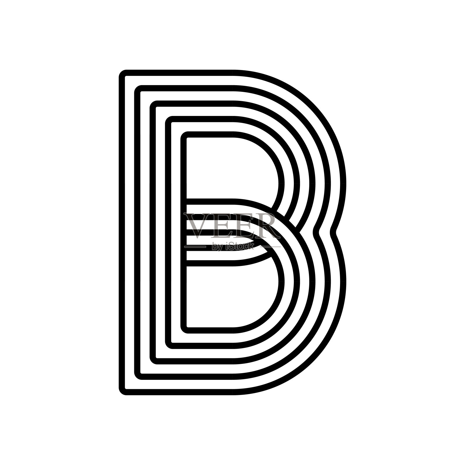 线性字母B现代图标。字母线和B草药缠绕设计。设计元素图片