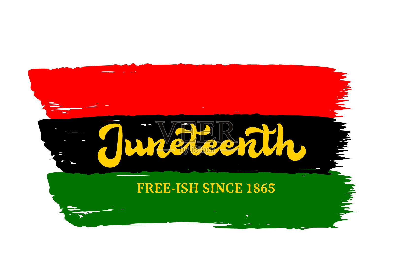 六月书法手字在垃圾旗。6月19日是美国黑人自由日。矢量模板横幅,排版海报,贺卡,明信片等插画图片素材