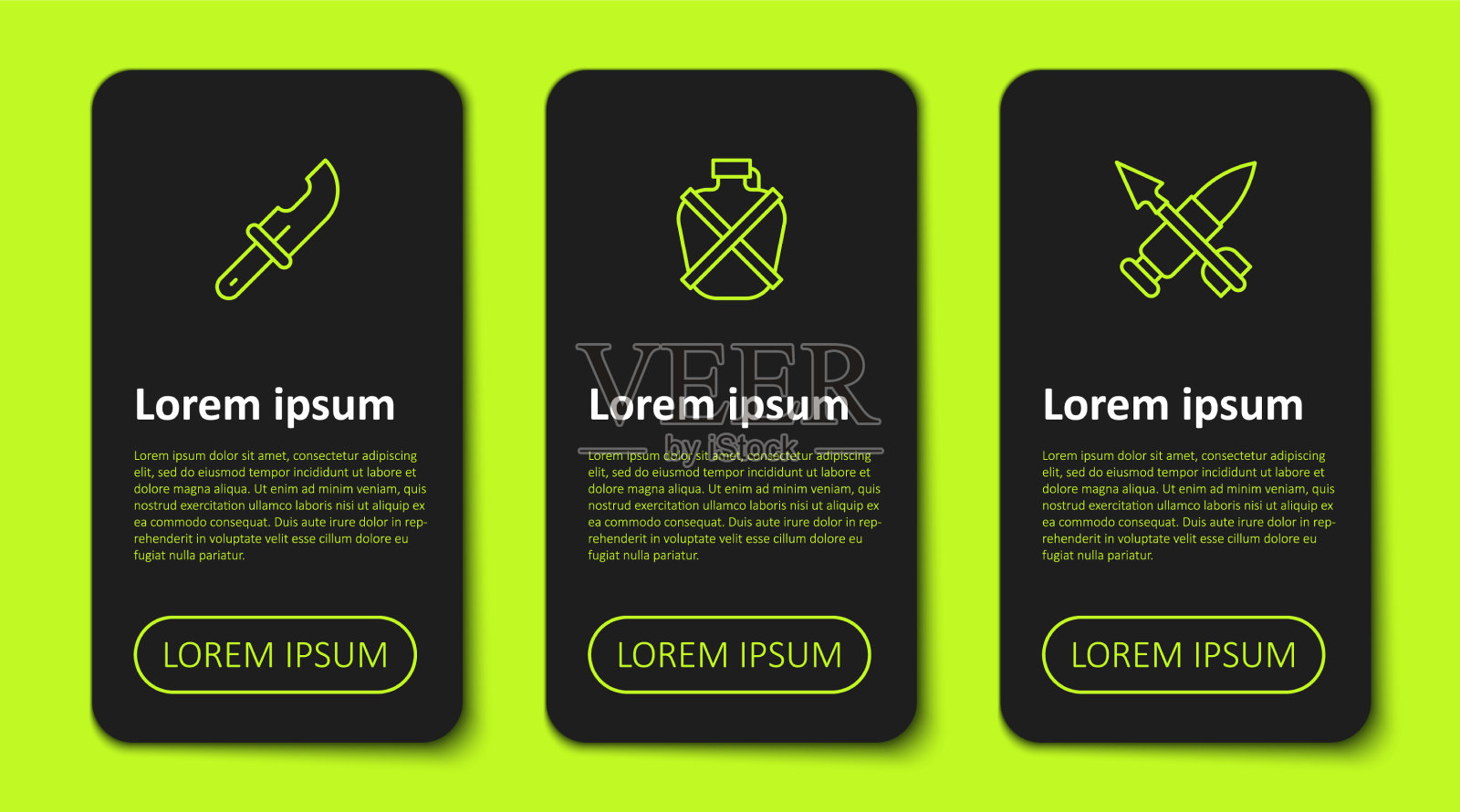 设置行猎人刀水壶水壶和图标素材