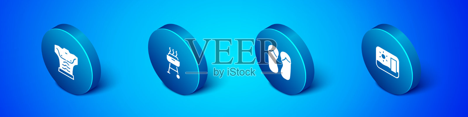 设置等距健美肌肉人字拖图标素材