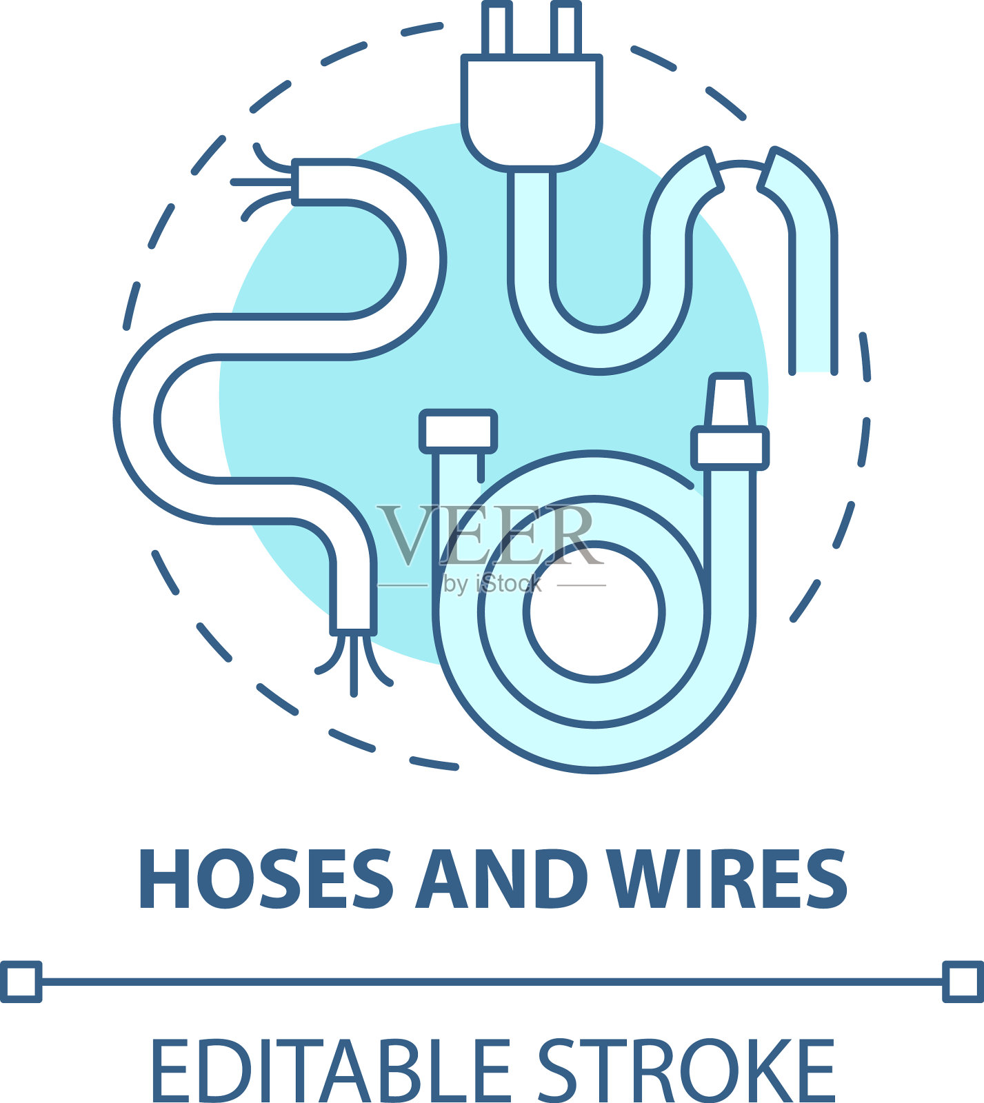 软管和电线蓝色概念图标插画图片素材
