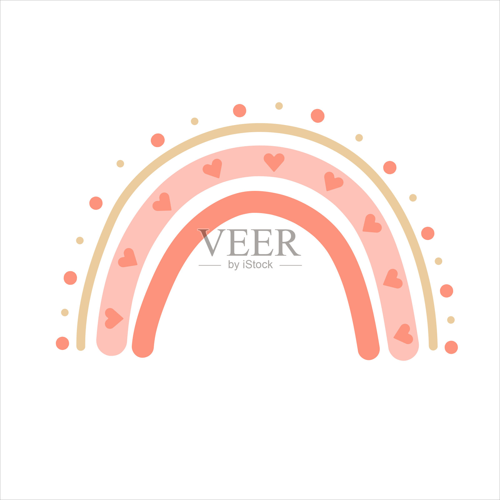 可爱的波西米亚彩虹插图。波西米亚粉色向量设计元素图片