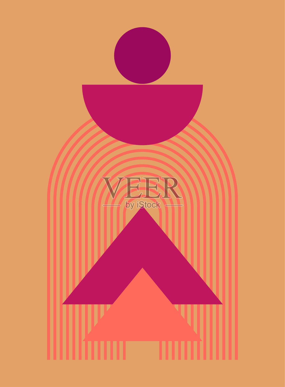 抽象极简主义海报或卡片。波西米亚平面海报墙纸装饰设计。现代派对邀请模板。插画图片素材