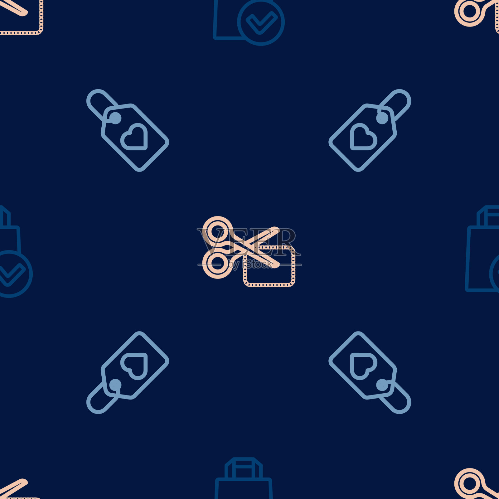 设置行纸购物袋心形标签和图标素材