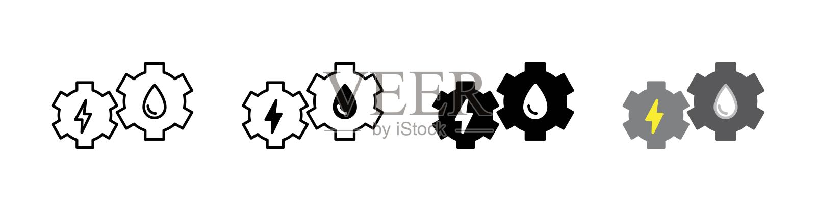 混合动力汽车能源图标,矢量插图图标素材