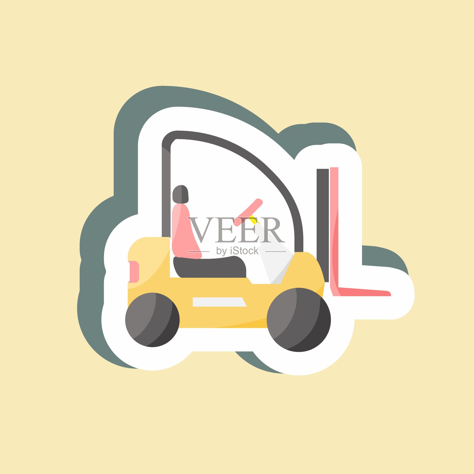 贴纸升降机卡车。适合教育象征。简单的设计可编辑。设计模板向量。简单的说明插画图片素材