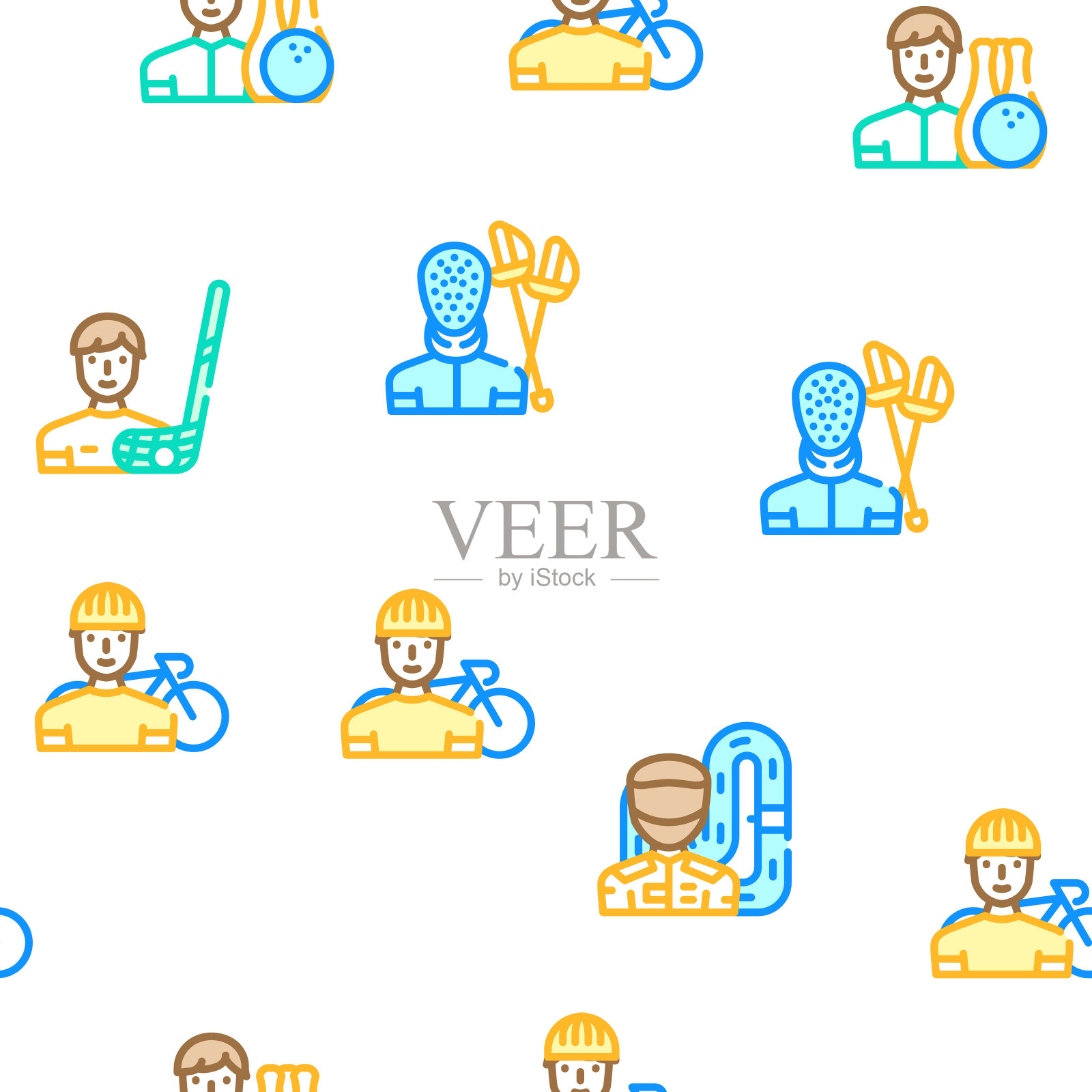 男性体育活动矢量无缝模式插画图片素材