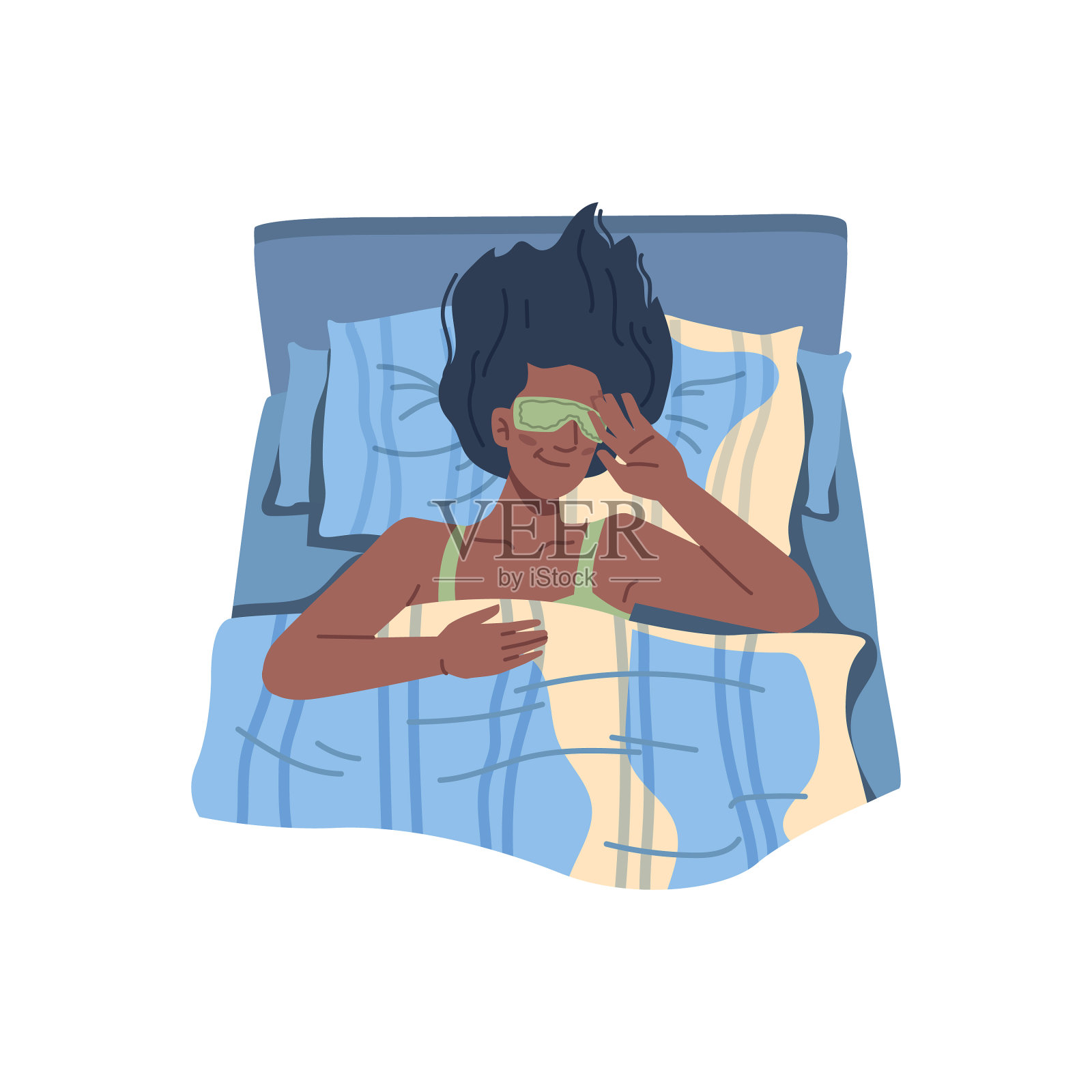 解决睡眠问题,使用眼罩放松设计元素图片