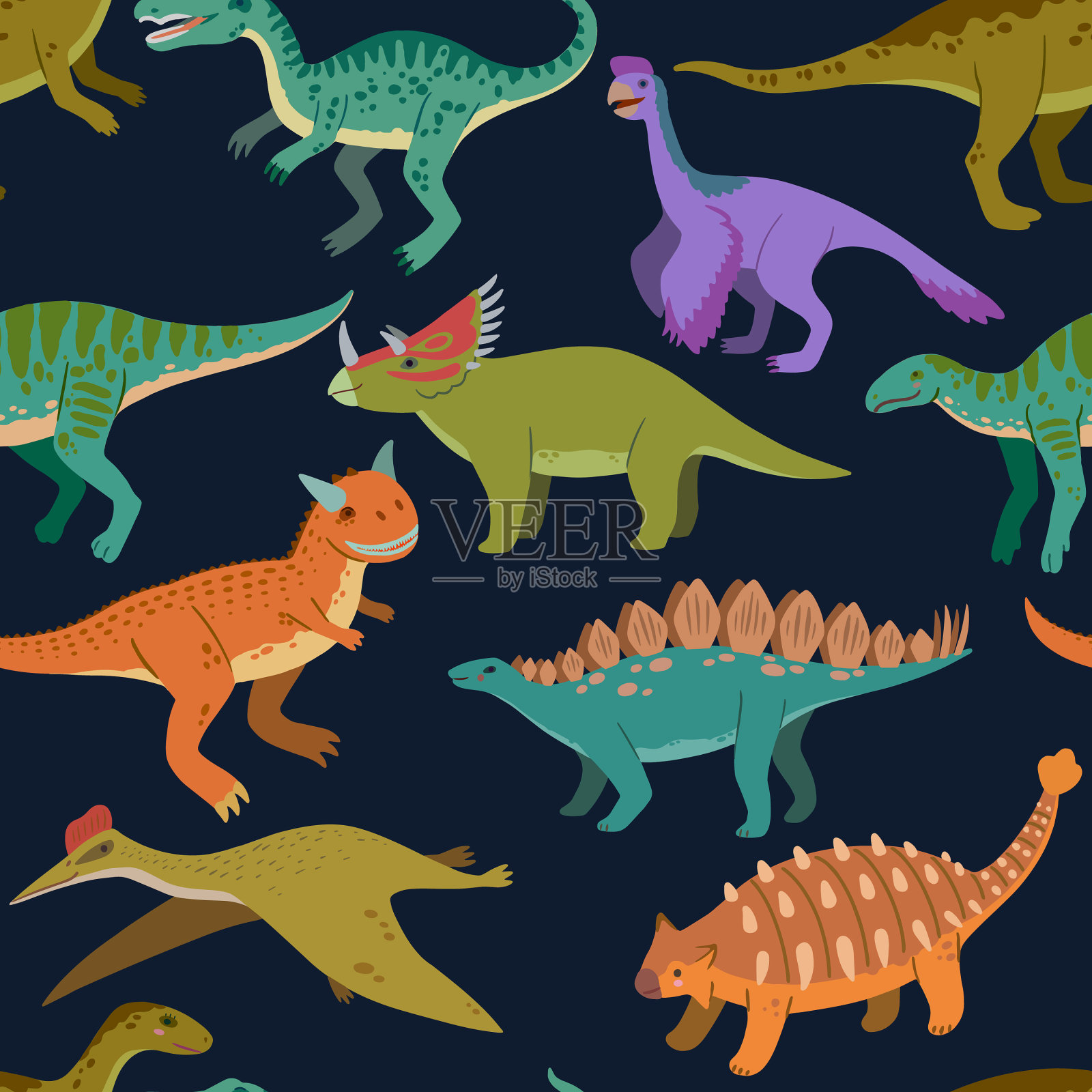 无缝图案与可爱的卡通涂鸦插画图片素材