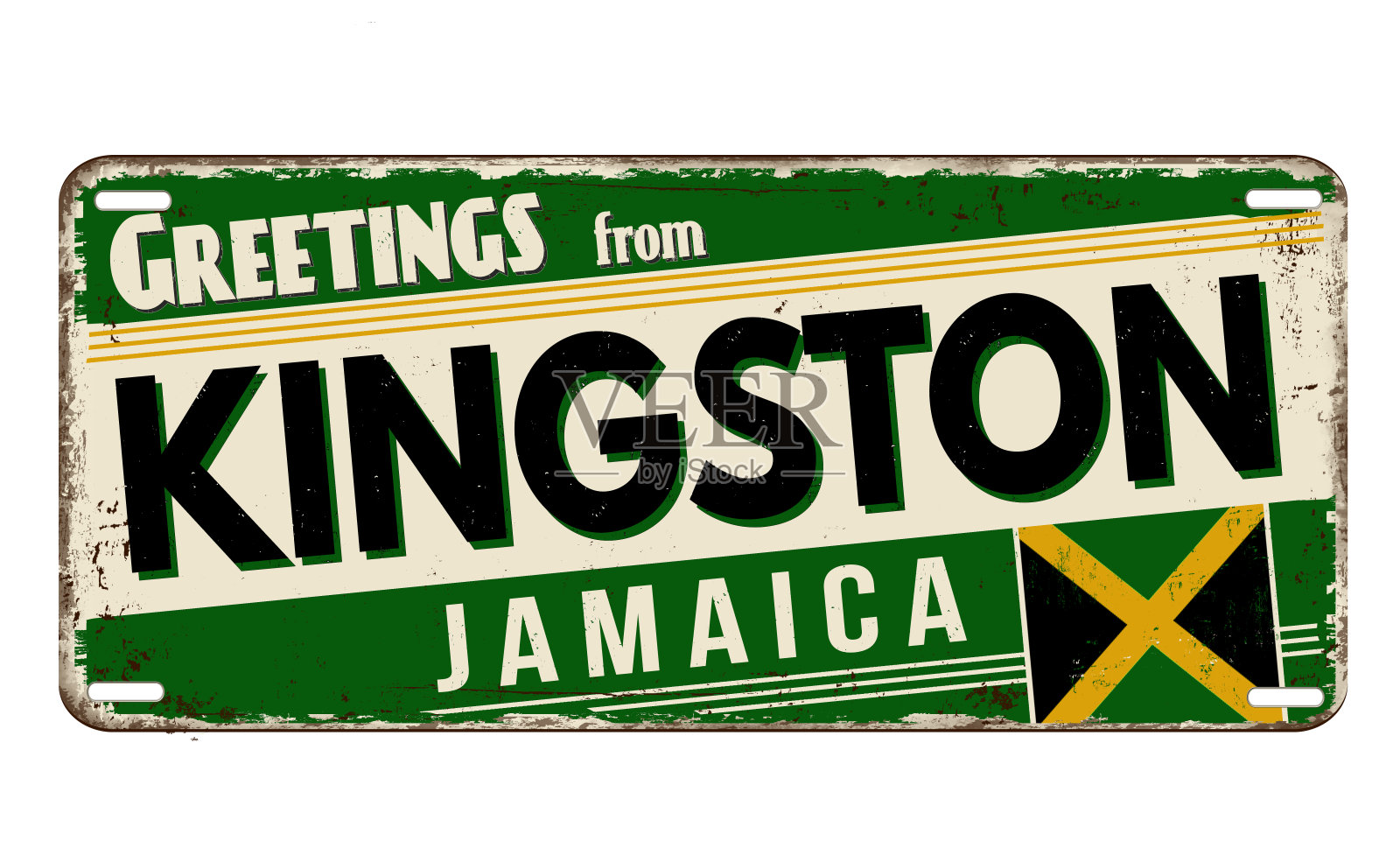 来自金斯顿古董生锈金属板的问候插画图片素材