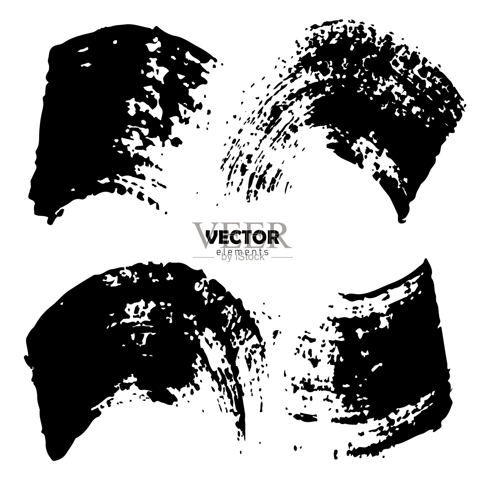 Grunge设置画笔形状的黑色笔触插画图片素材