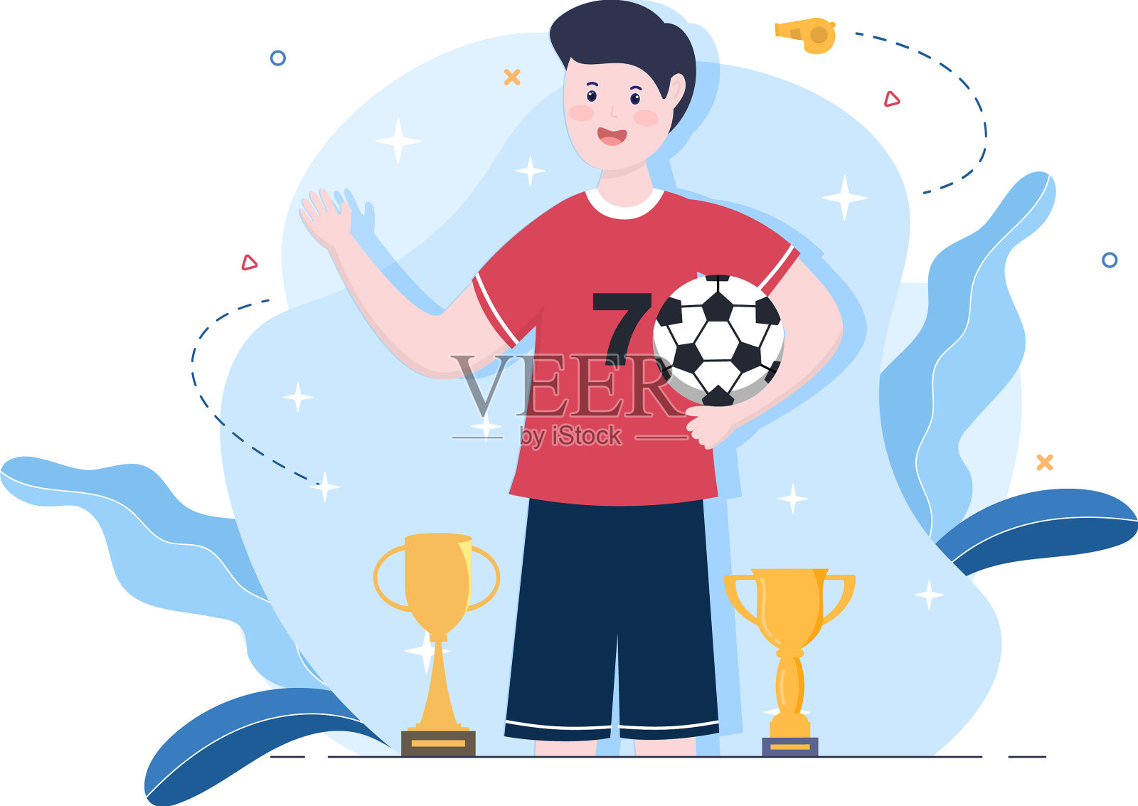 和足球队队员一起踢足球庆祝设计元素图片