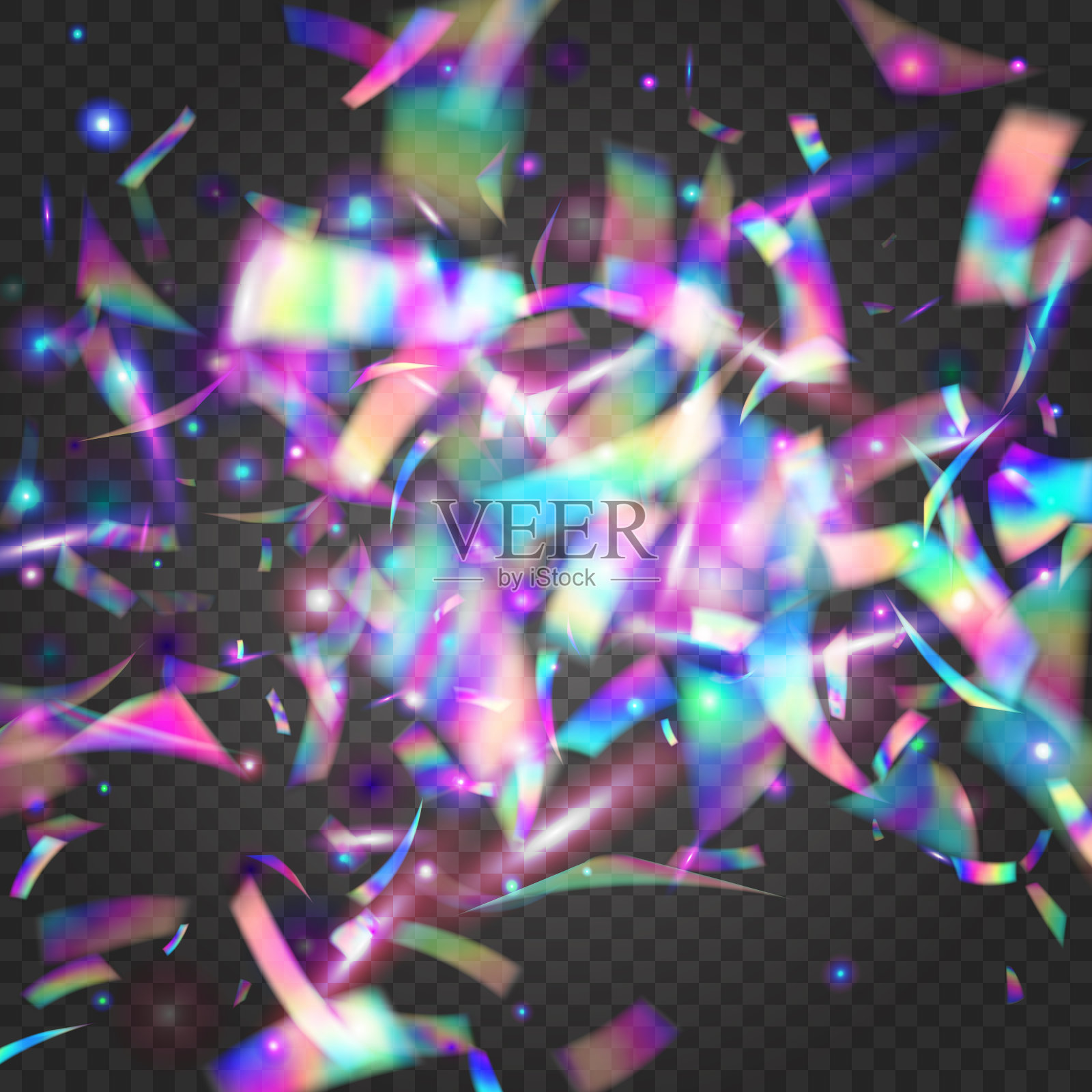 透明的五彩纸屑。粉红色的激光纹理。箔。迪斯科插画图片素材