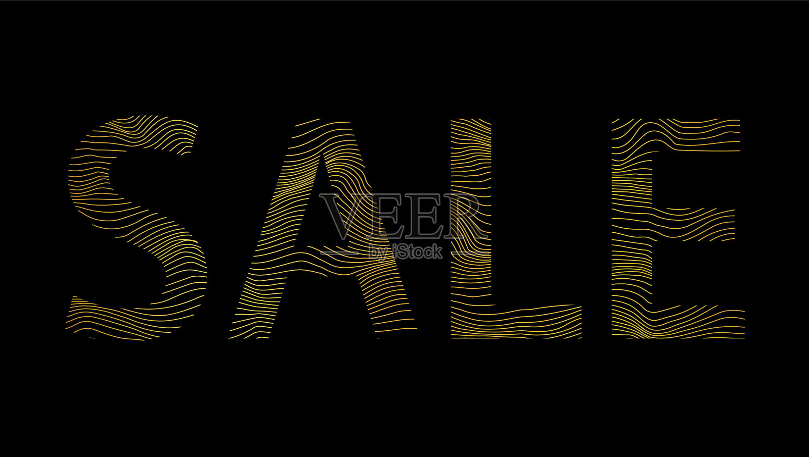 销售-金色的条纹旗帜-矢量插图插画图片素材