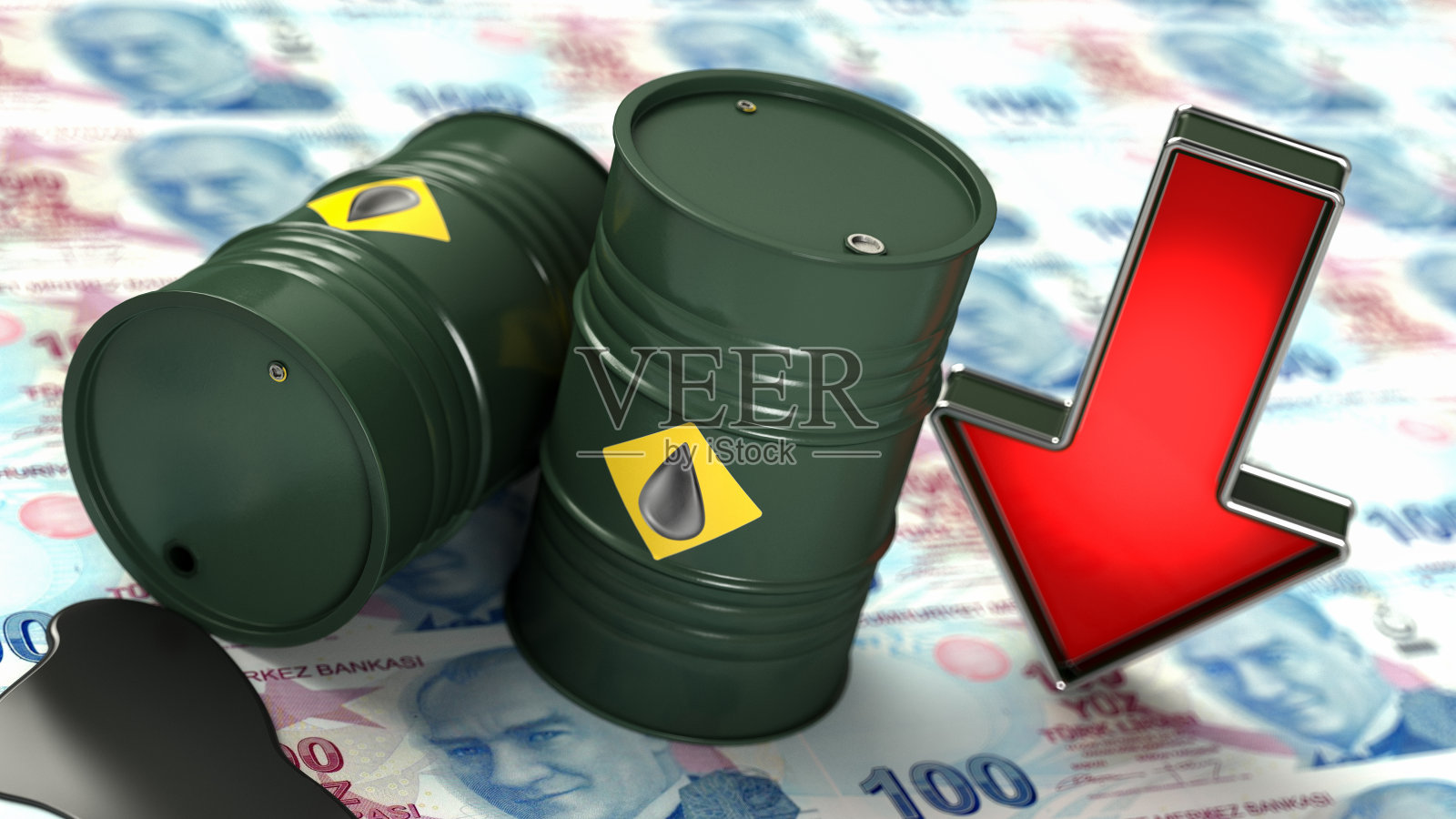 土耳其里拉和红箭影响油价走低照片摄影图片