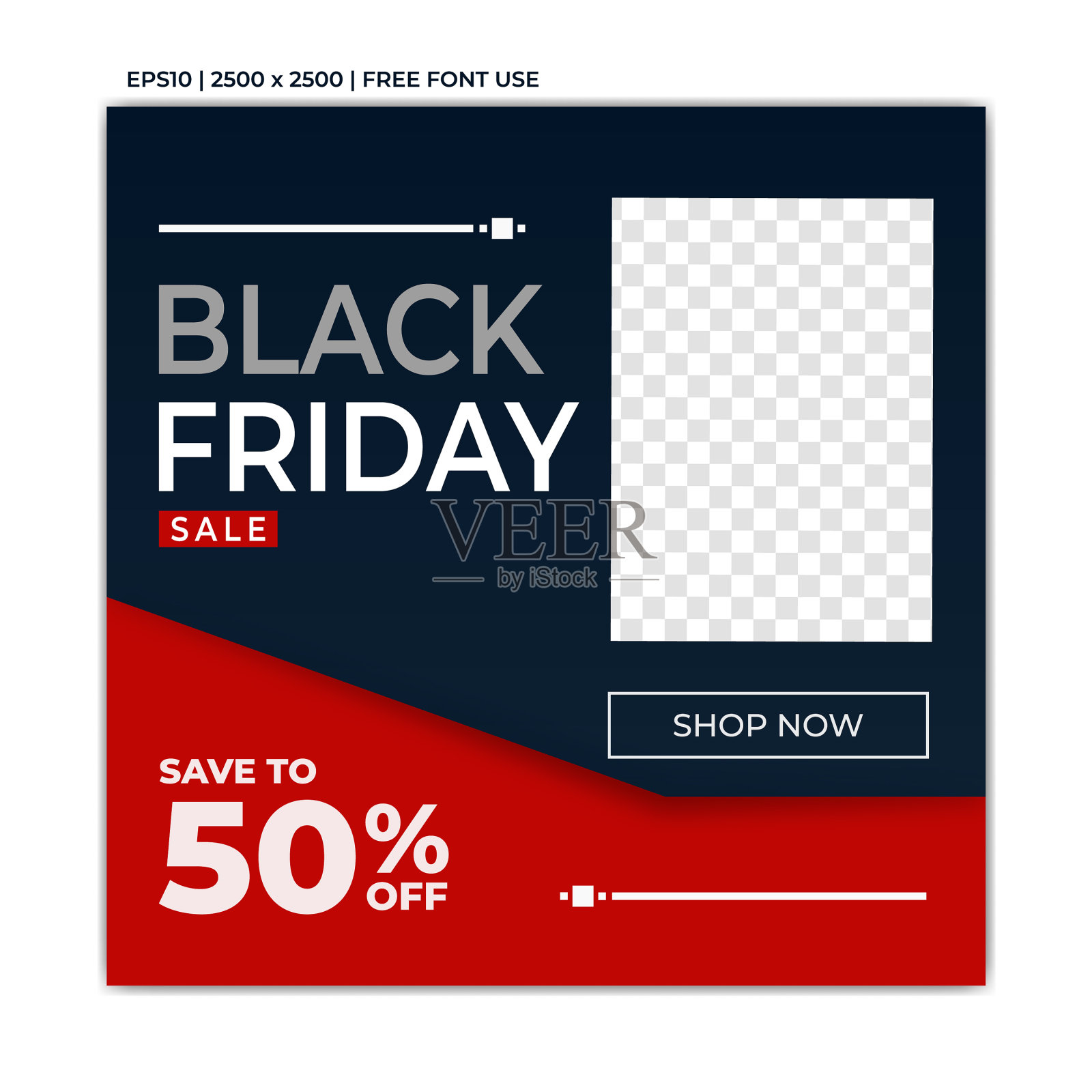 在社交媒体上发布黑色星期五促销横幅或者插画图片素材