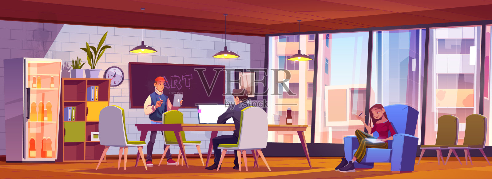 人们在阁楼共同工作办公室开发想法插画图片素材