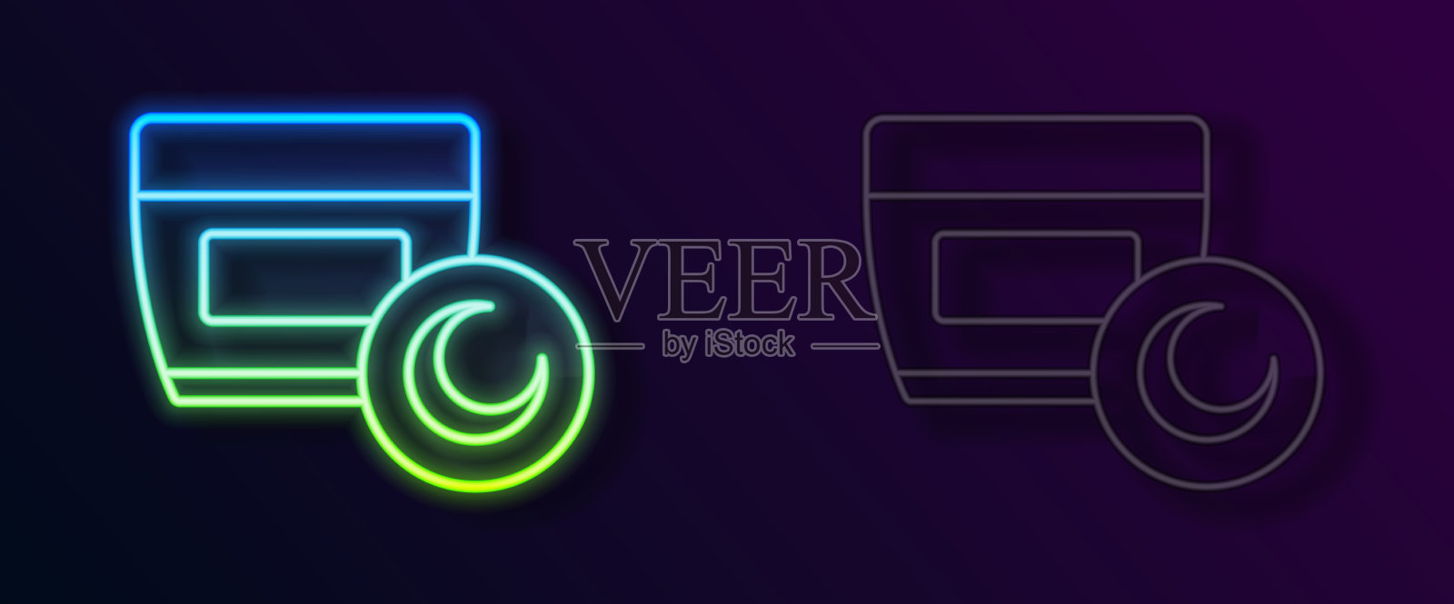 发光霓虹灯线霜或乳液化妆品管图标素材