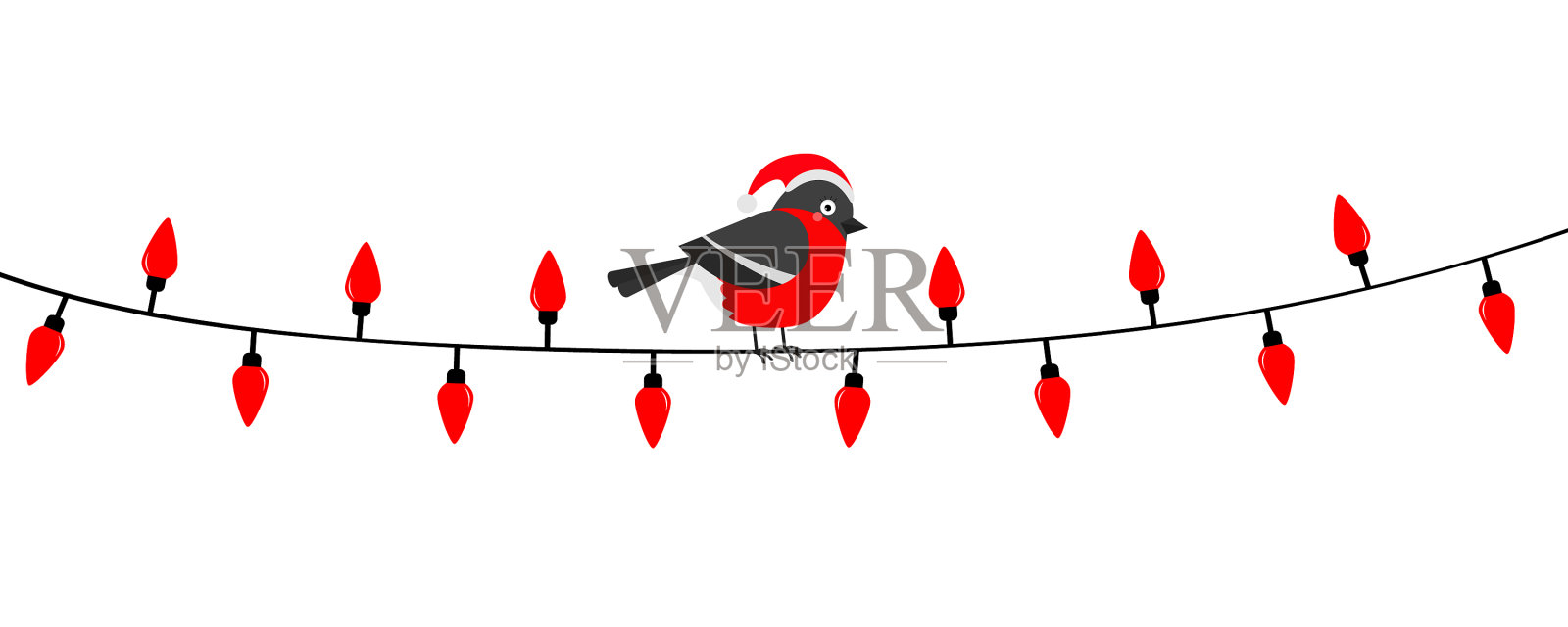 红雀鸟戴着红色圣诞帽设计元素图片