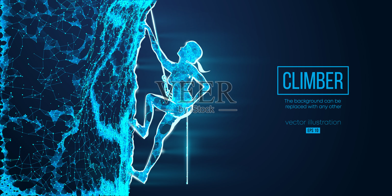 一个年轻女子的抽象线框剪影插画图片素材