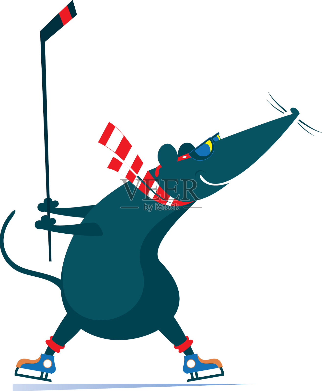 卡通老鼠或冰球运动员老鼠设计元素图片