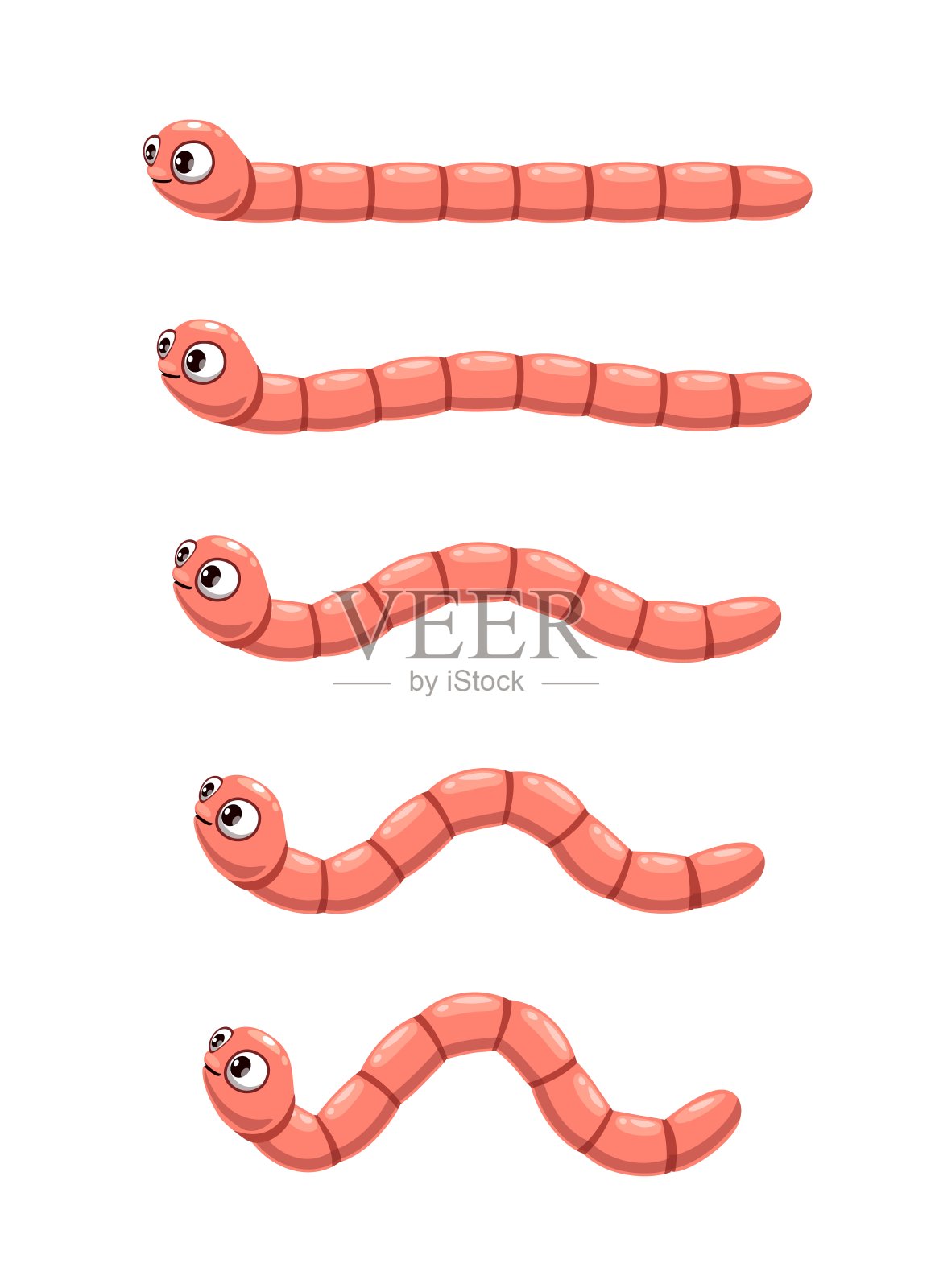 动画卡通虫,爬行蚯蚓动画插画图片素材