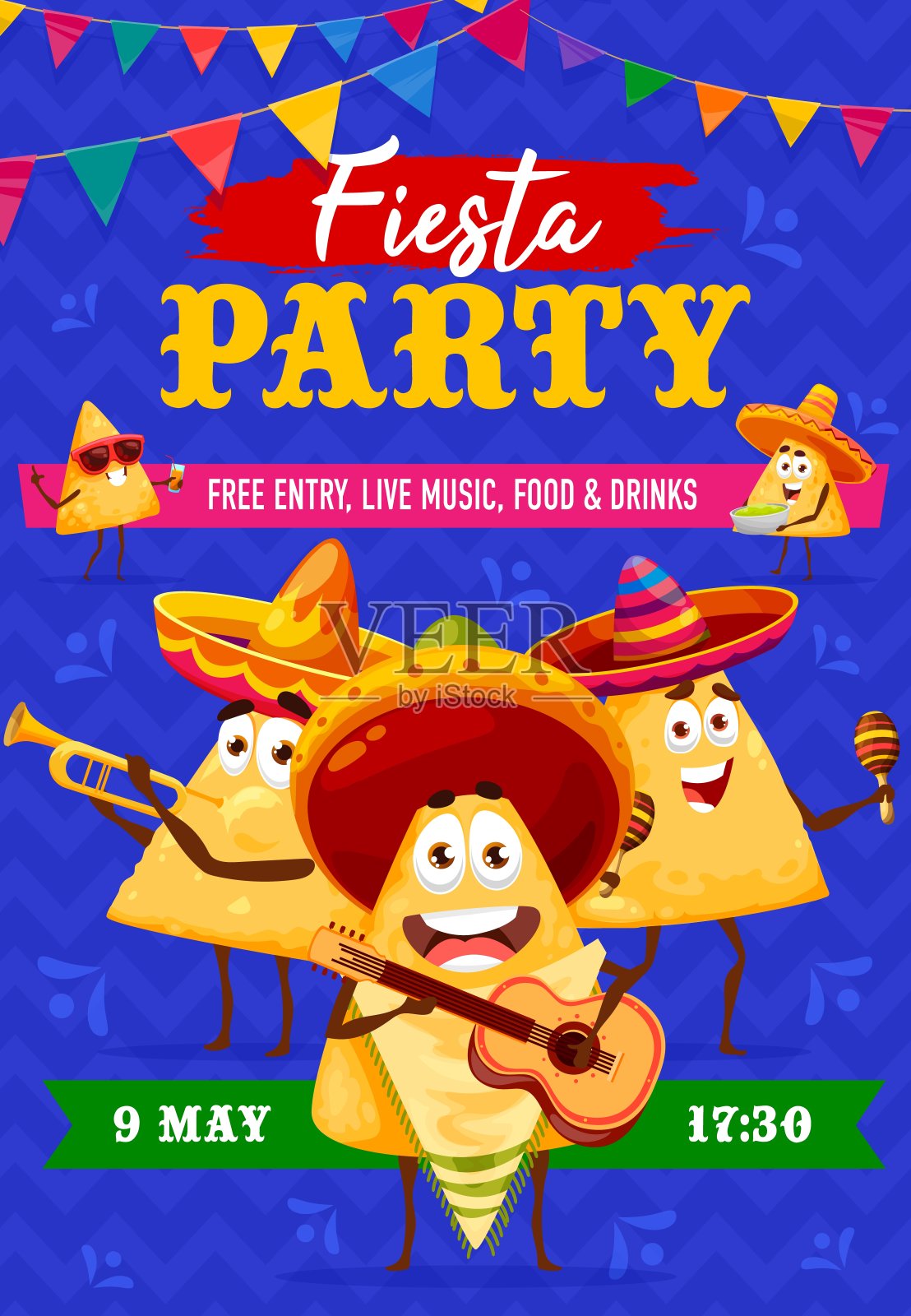 墨西哥玉米片人物,节日派对传单插画图片素材